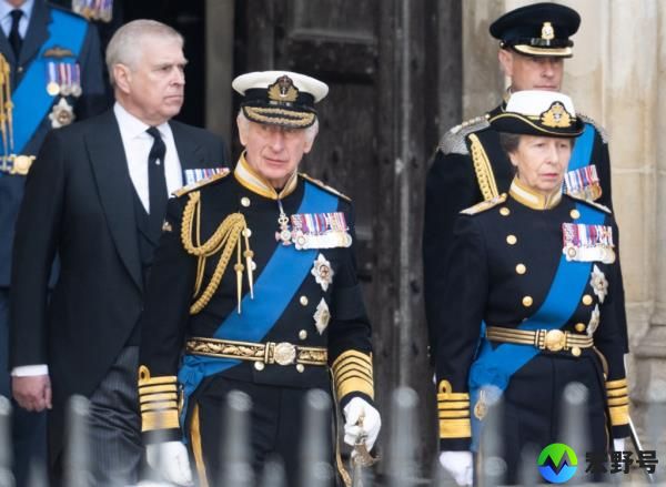 King Charles III, Anne, Princess Royal, Prince Andrew, Duke of York and Prince Edward, Earl of Wessex during the State Funeral of Queen Elizabeth II at Westminster Abbey on September 19, 2022 in London, England. 