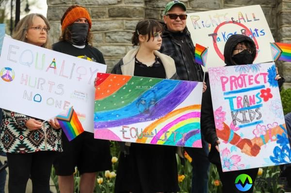 Protesters demo<em></em>nstrating against CRT and gender ideology programs at Centre County Public Schools in Pennsylvania this past April.