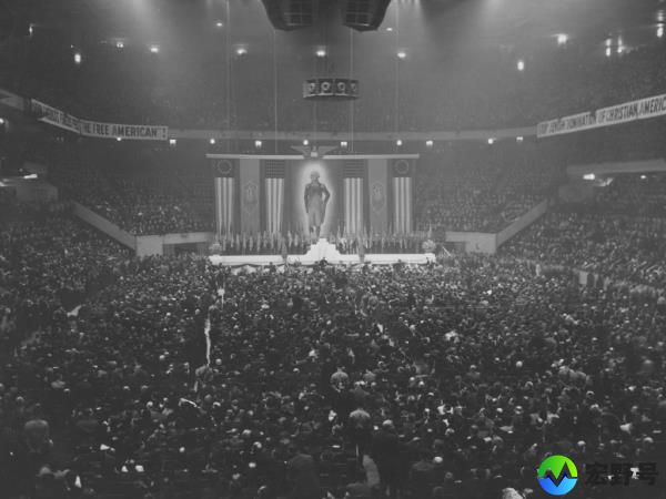 Rally goers attend a meeting of the German American Bund at Madison Square Garden in New York on Feb. 20, 1939.