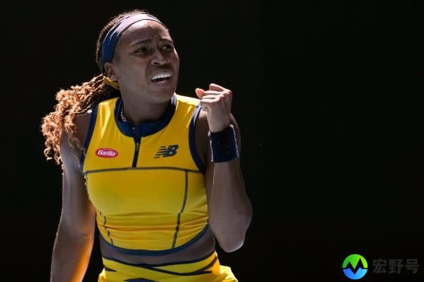 Coco Gauff of the U.S. celebrates after defeating compatriot Caroline Dolehide in their second round match at the Australian Open