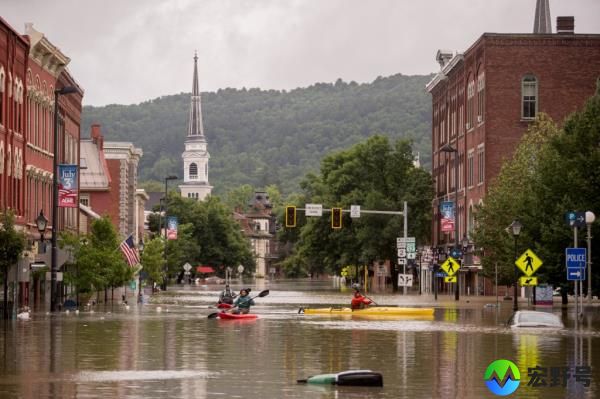 Flooding in downtown Montpelier, Vermont on Tuesday, July 11, 2023. 
