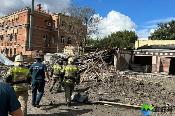 This photo released by Telegram Channel of Rostov-on-Don Region Governor Vasiliy Golubev shows the site of an explosion in Taganrog, Russia, Friday, July 28, 2023