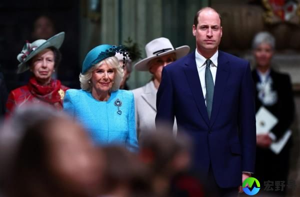 Princess Anne, Queen Camilla, and Prince William attending Commo<em></em>nwealth Day service in Westminster Abbey, London, UK on March 11, 2024.