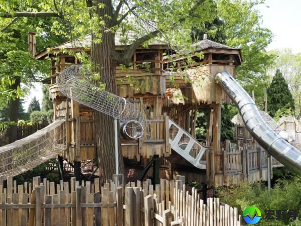 A wide shot of the playground. 