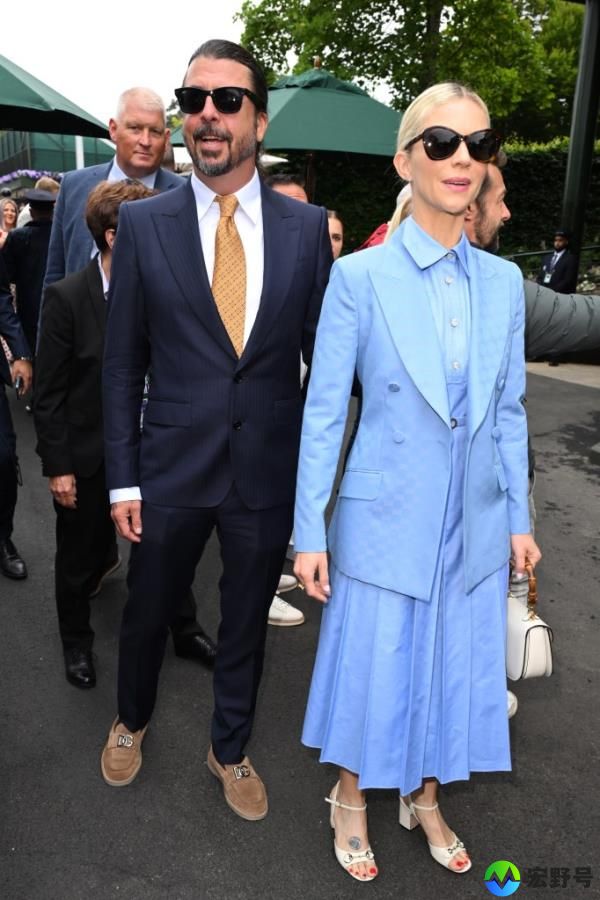 Dave Grohl and Jordyn Blum attend day two of the Wimbledon Tennis Champio<em></em>nships at the All England Lawn Tennis and Croquet Club on July 02, 2024 in London, England. 