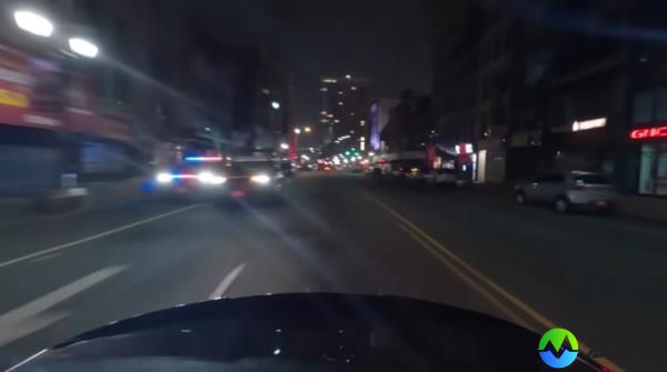 A camera in the back of the car often shows how quickly the driver can escape police.