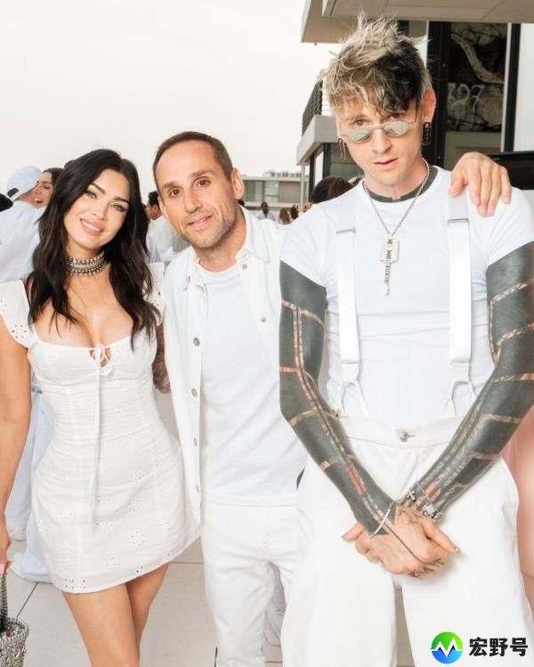 Rubin is seen with Megan Fox (left) and Machine Gun Kelly (right).
