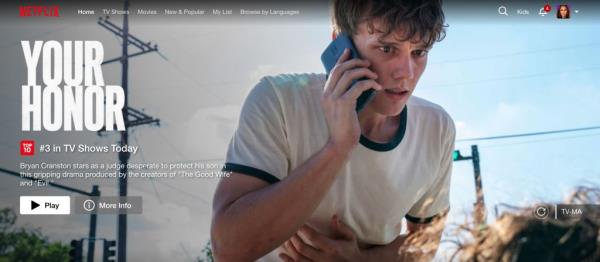 Netflix current main menu