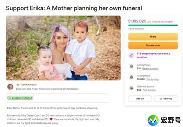 The GoFundMe page has raised more than $1US million.