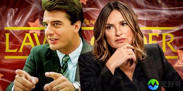 Custom image of Logan (Chris Noth) and Benson (Mariska Hargitay) in front of the Law & Order logo
